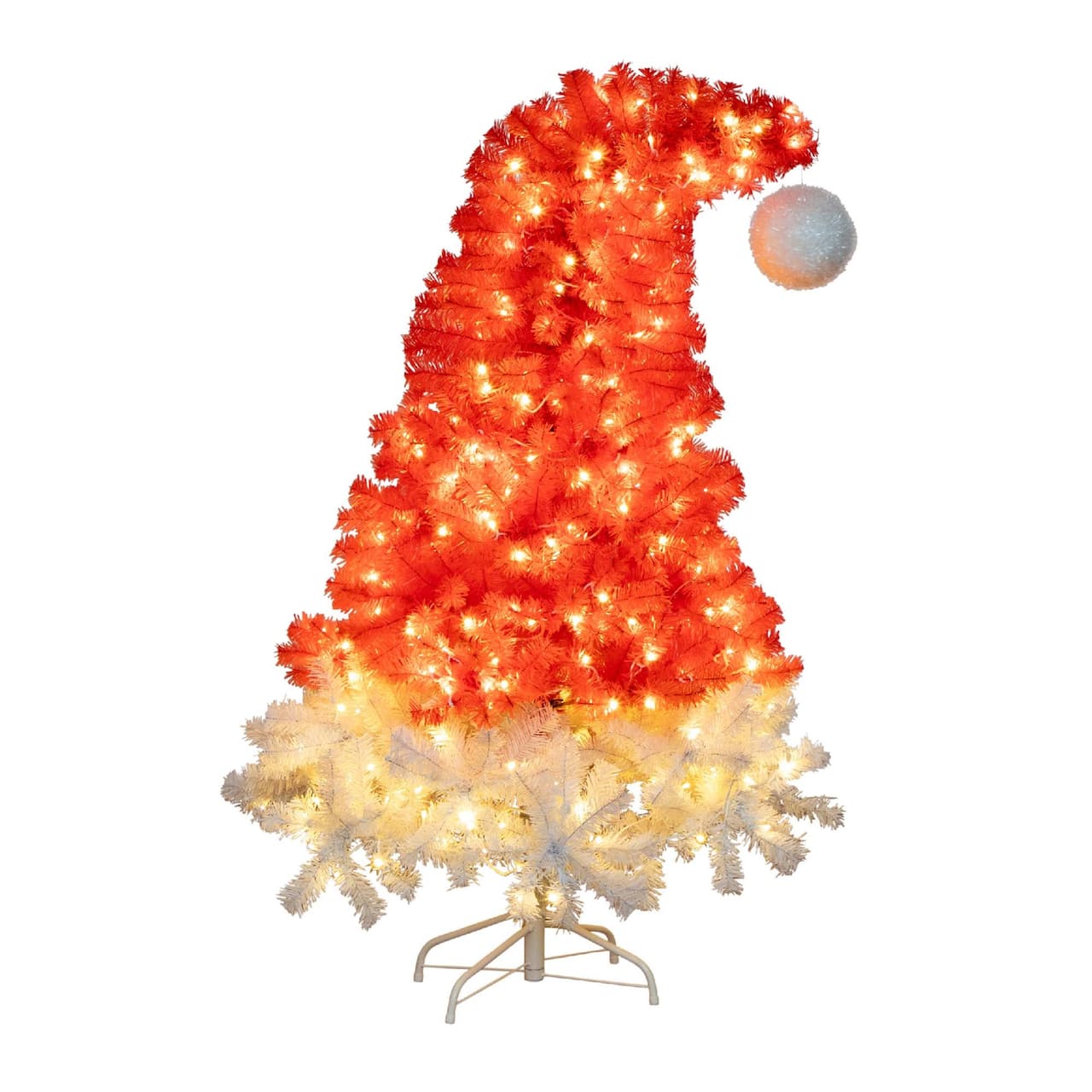 5ft. Pre-Lit Red Santa’s Hat Artificial Christmas Tree, Clear LED Lights